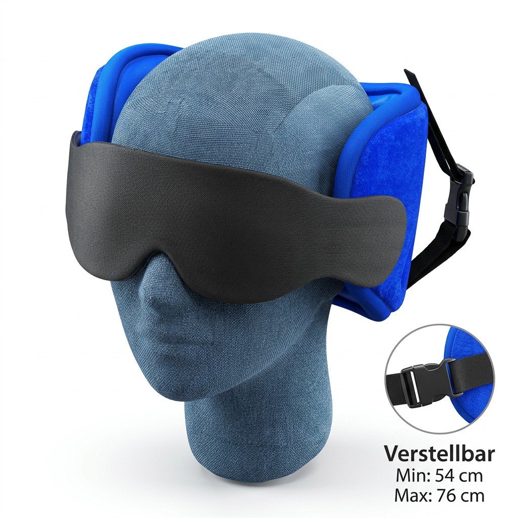 DeepSleep 360 – Ergonomische Reise-Schlafmaske mit integrierter Nackenstütze