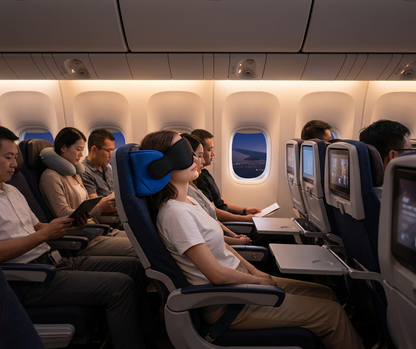 DeepSleep 360 – Ergonomische Reise-Schlafmaske mit integrierter Nackenstütze